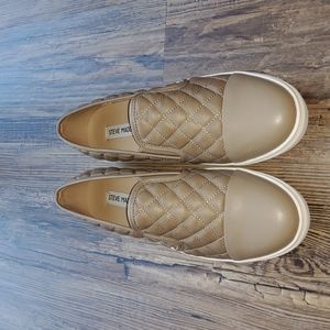Steve Madden Taupe Quilted Slip on Sneakers